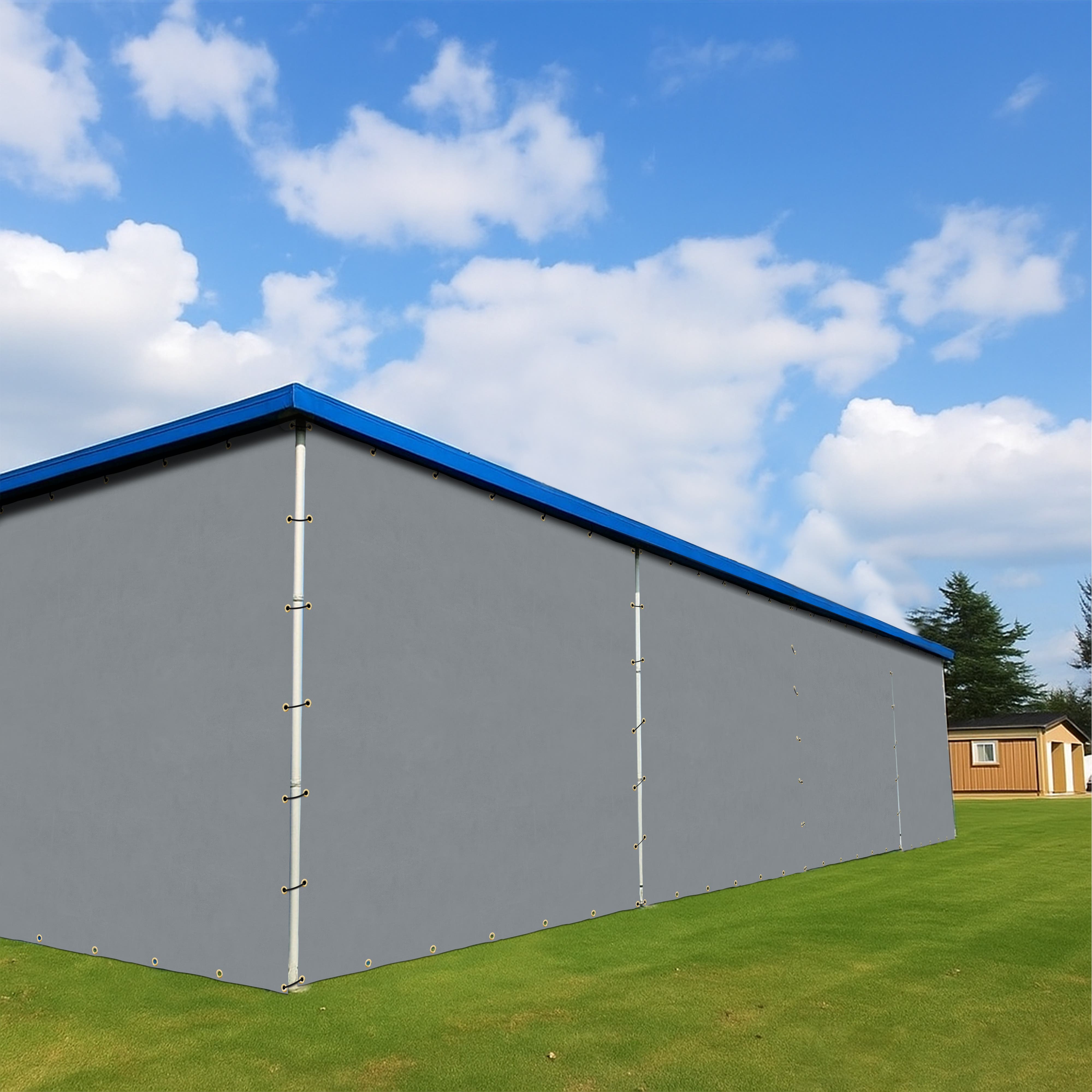 Custom Heavy Duty Vinyl Tarp - Gray