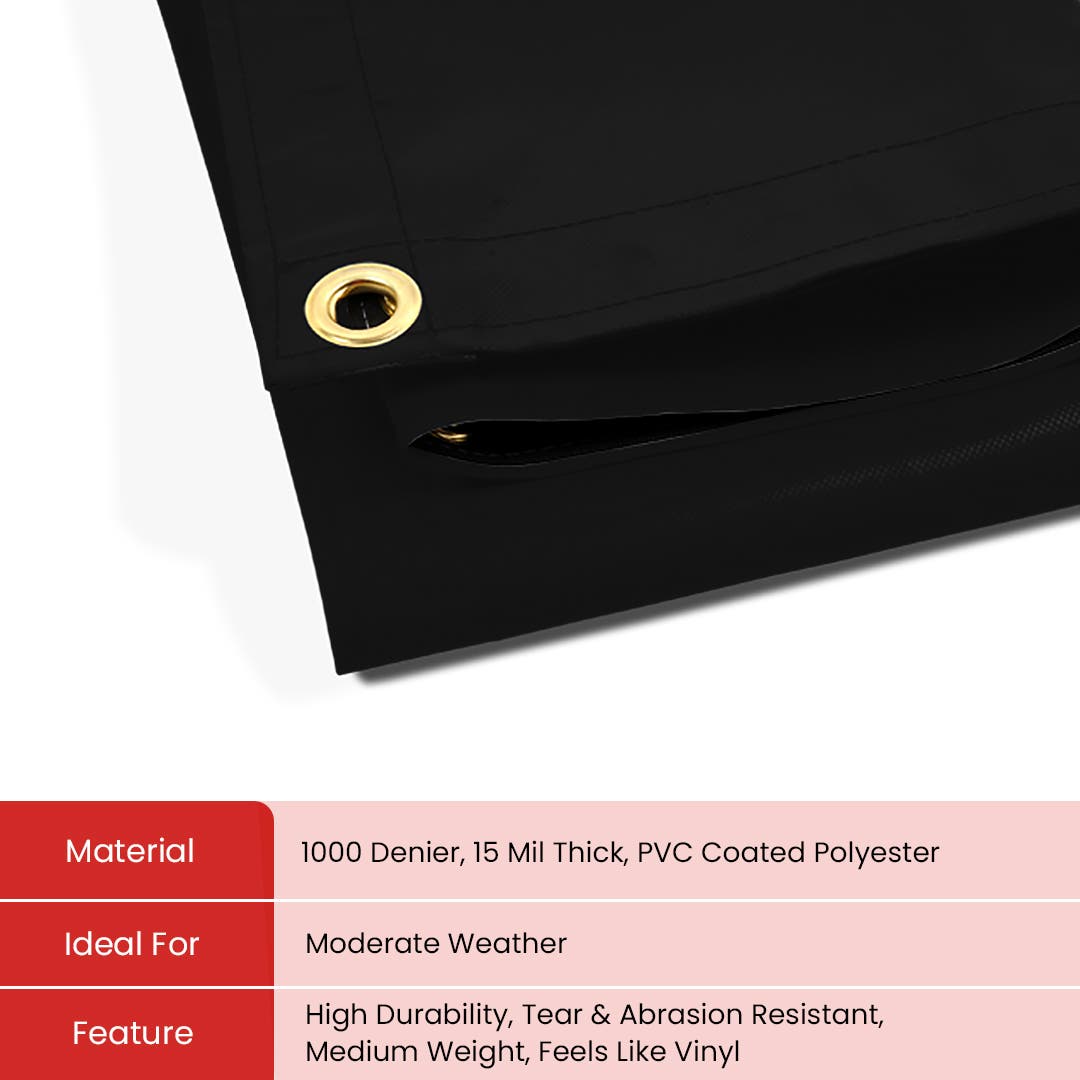 Custom Medium Duty Vinyl Tarps - Black